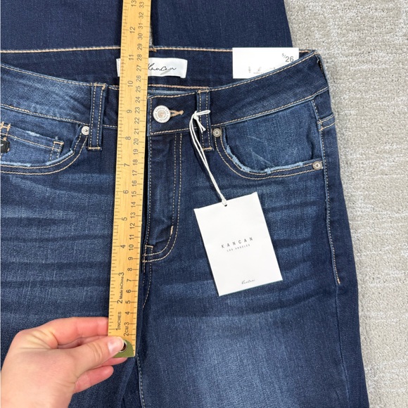 Kancan NWT High Rise Super Skinny Dark Blue Wash Stretch Jean Women Size 5/26 - Picture 3 of 6